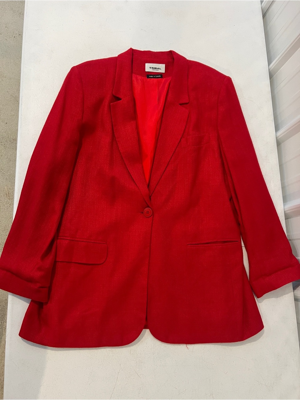 Tribal Vibrant Red Single-Button Blazer